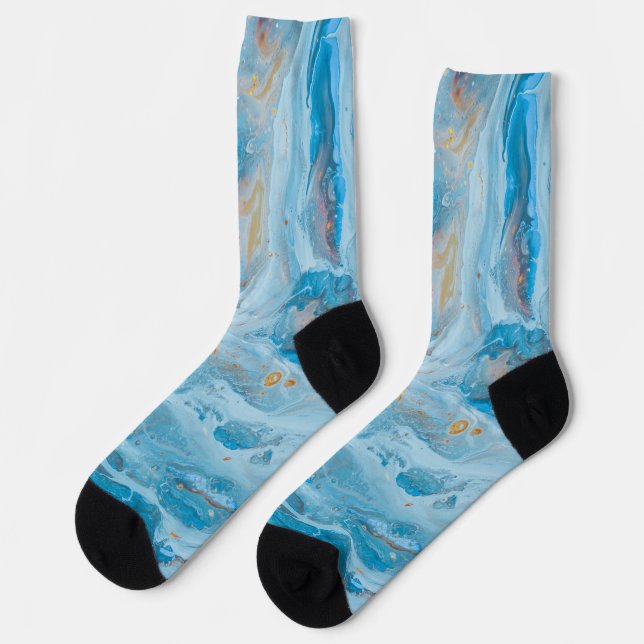 Blue and Gold Marble Pattern Crazy Socks (Left)