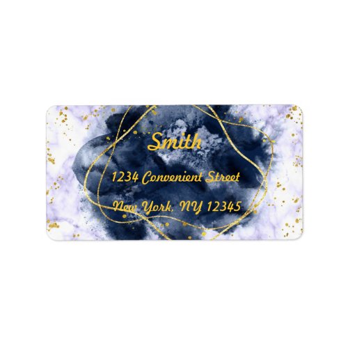 Blue And Gold Marble Return Address Label