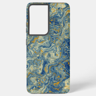 Blue and gold marble samsung galaxy s21 ultra case