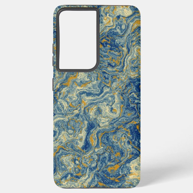 Blue and gold marble samsung galaxy case (Back)