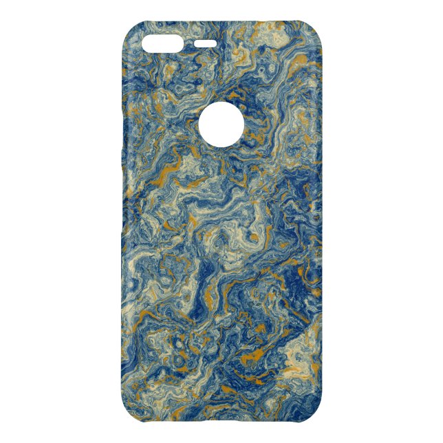 Blue and gold marble uncommon google pixel XL case (Back)
