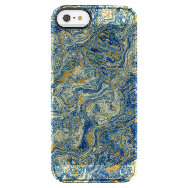 Blue and gold marble uncommon iPhone case (Back)