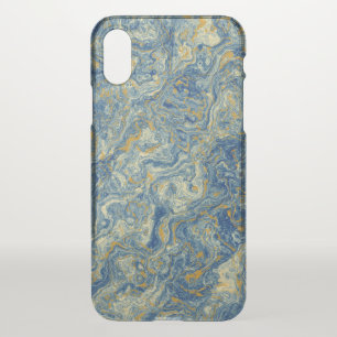 Blue and gold marble iPhone XS case