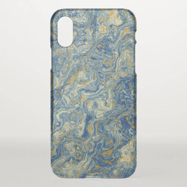 Blue and gold marble uncommon iPhone case (Back)