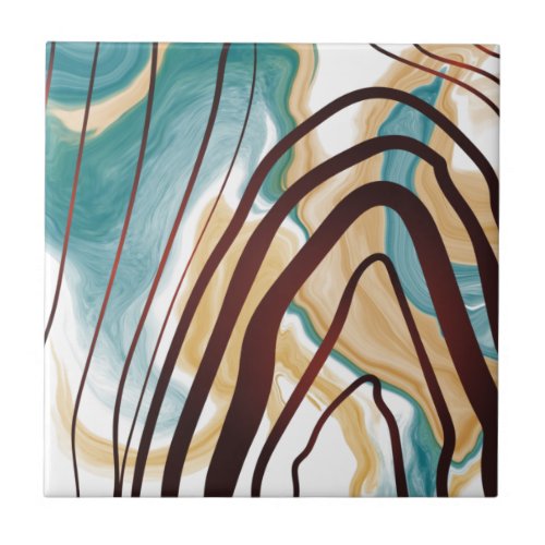 Blue and Gold Marble Wood Grain Abstract Ceramic Tile