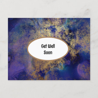 Blue And Gold Marbled Get Well Postcard