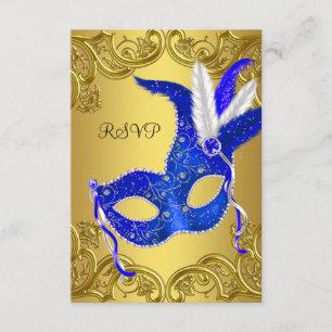Blue and Gold Masquerade Party RSVP