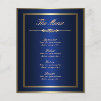 Blue and Gold Menu Card