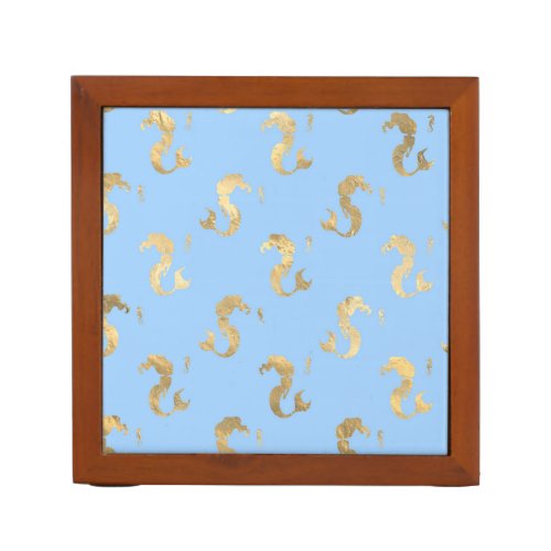 Blue and Gold Mermaid design Desk Organizer