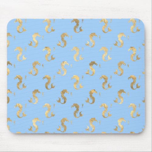 Blue and Gold Mermaid design Mouse Pad