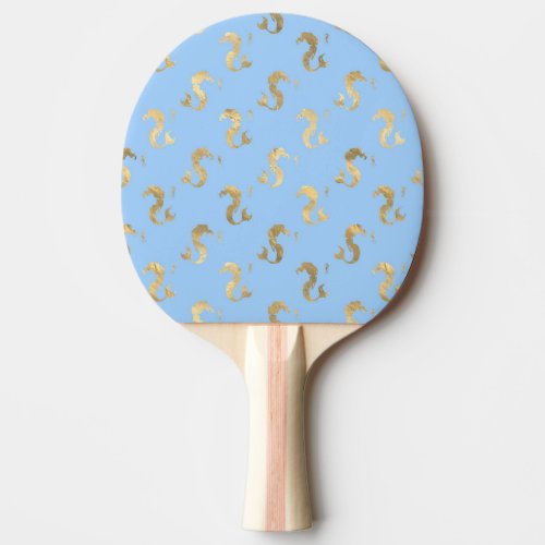 Blue and Gold Mermaid design Ping Pong Paddle