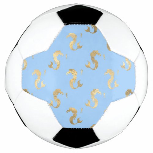 Blue and Gold Mermaid design Soccer Ball