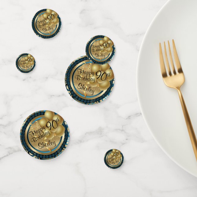 Blue and Gold Metallic Happy Birthday Party Confetti (Group)