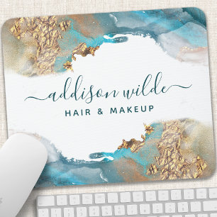 Blue And Gold Modern Art Liquid Ink Business Mouse Pad