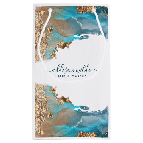 Blue And Gold Modern Art Liquid Ink Business Small Gift Bag