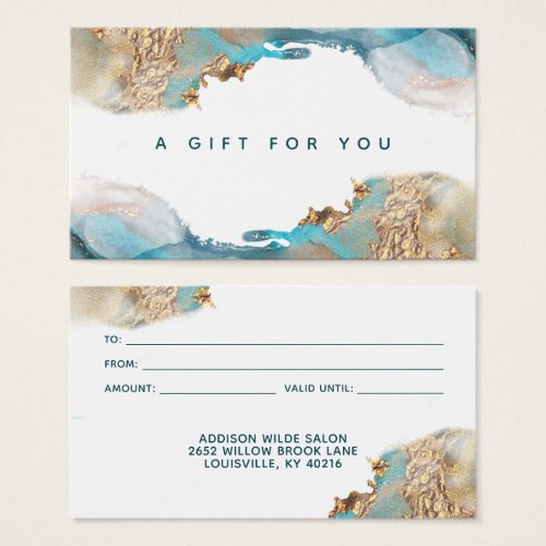 Blue And Gold Modern Art Liquid Ink Gift Card