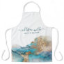 Blue And Gold Modern Art Liquid Watercolor Ink Apron