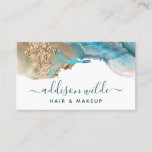 Blue And Gold Modern Art Liquid Watercolor Ink Business Card<br><div class="desc">Blue And Gold Modern Art Liquid Watercolor Ink Business Card. Perfect for makeup artists,  hair stylists,  cosmetologists,  and more!</div>
