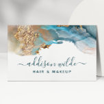 Blue And Gold Modern Art Liquid Watercolor Ink Business Card