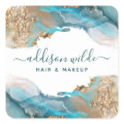 Blue And Gold Modern Art Liquid Watercolor Ink