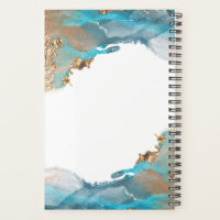 Blue And Gold Modern Art Liquid Watercolor Ink Planner
