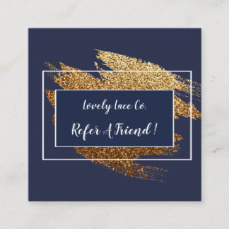 Blue and Gold Modern design refer a friend Referral Card