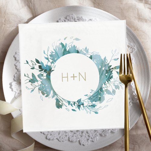 Blue and Gold Modern minimalist Bridal Shower  Paper Dinner Napkins