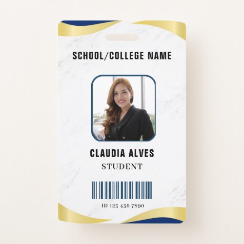 Blue and Gold Modern Student Portrait Company  Badge