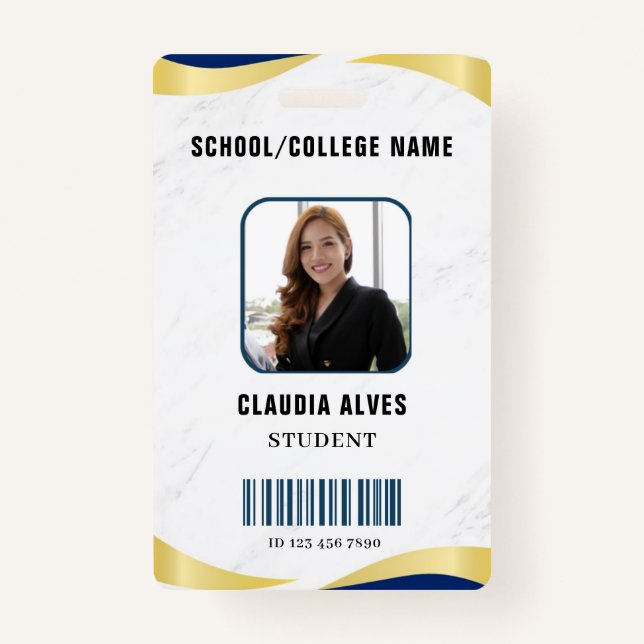 Blue and Gold Modern Student Portrait Company  Badge (Front)