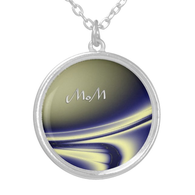 Blue and Gold MoM in White Design Necklace (Front)