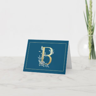 BLUE AND GOLD MONOGRAM INITIAL B NOTE CARD