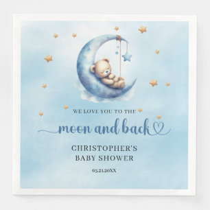 Blue and gold Moon and back teddy bear Paper Dinner Napkins