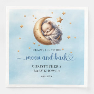 Blue and gold Moon and back teddy bear Paper Dinner Napkins