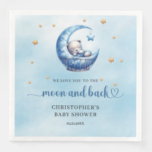 Blue and gold Moon and back teddy bear Paper Dinner Napkins