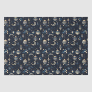 Blue and gold moon and lanterns tissue paper