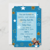 Blue and Gold Moon and Stars Baby Shower Invites (Back)