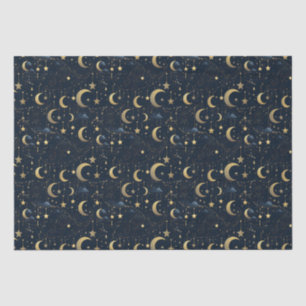 Blue and gold moon and stars tissue paper