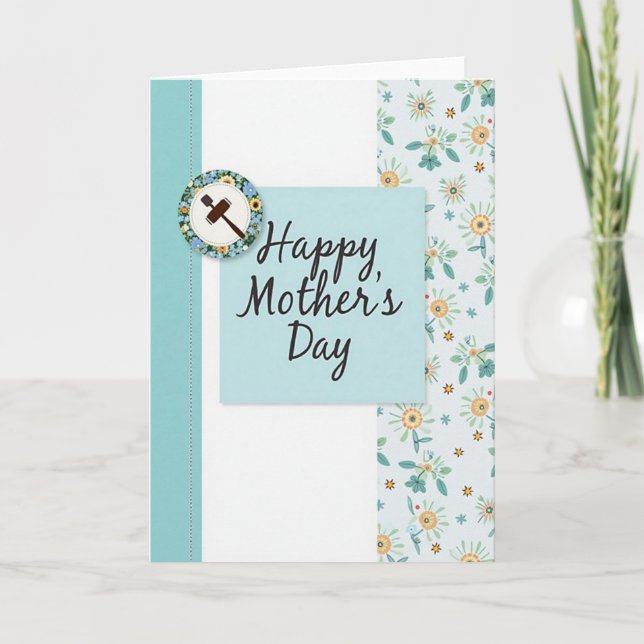 Blue And Gold Mothers Day Card (Front)