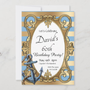 Blue and Gold Nautical Invitation