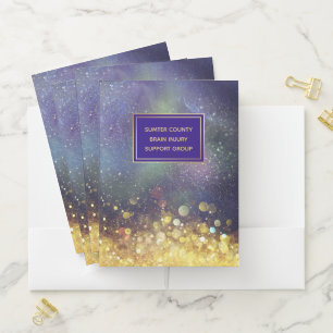Blue and Gold Outer Space Star Clusters Pocket Folder