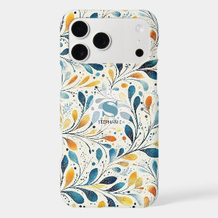 Blue and Gold Paisley Leaf Pattern (2) iPhone 17 Pro Max Case
