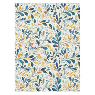Blue and Gold Paisley Leaf Pattern (2) Tablecloth