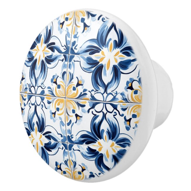 Blue and Gold Pattern  Ceramic Knob (Right)