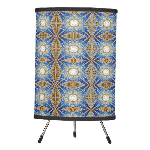 Blue and Gold pattern Tripod Lamp