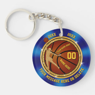 Blue and Gold Personalized Basketball Team Gifts Keychain