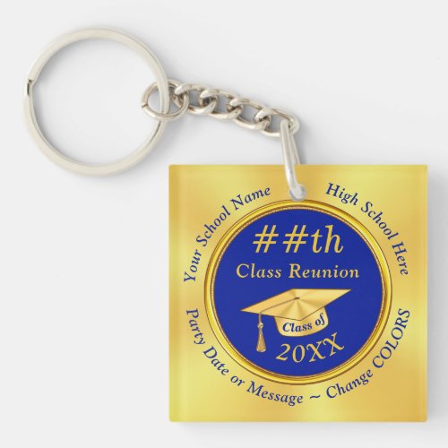 Blue and Gold Personalized Class Reunion Gifts  Keychain