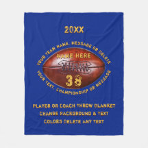 Blue and Gold Personalized Football Blankets