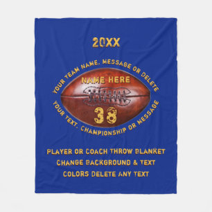 Blue and Gold Personalized Football Blankets