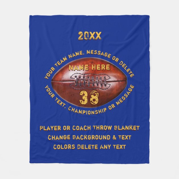 Blue and Gold Personalized Football Blankets Zazzle