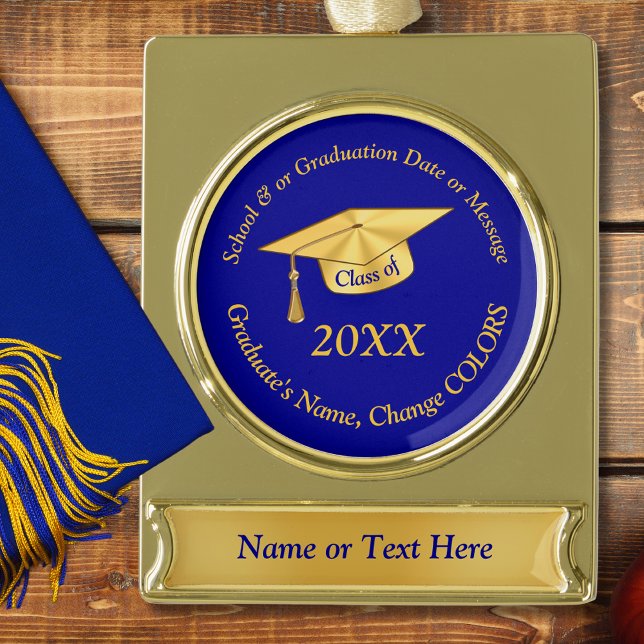 Blue and Gold Personalized Graduation Ornaments (Graduation Ornaments. Graduation Christmas Ornaments. Blue and Gold, Graduation Christmas Ornaments.)